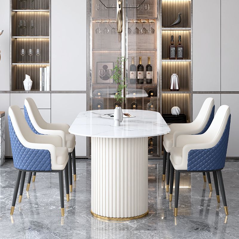 Metal Contemporary Free Form Dining Table Marble Table for Dining Room and Kitchen