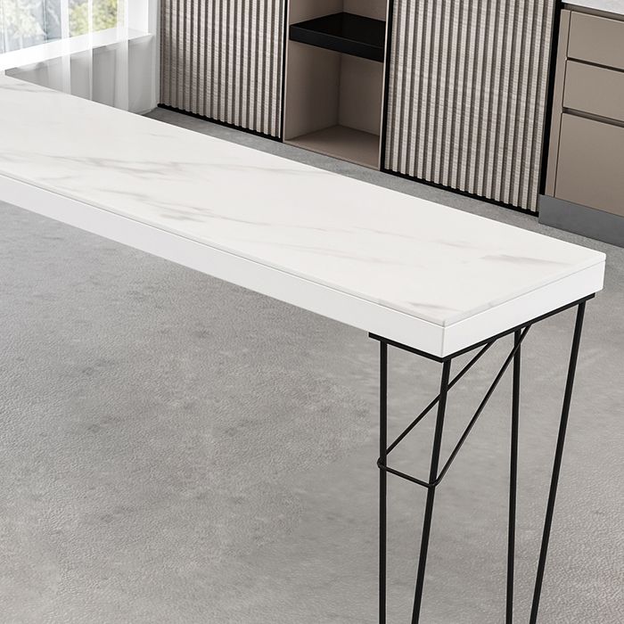 Modern Rectangle Bar Dining Table Bar Height Cocktail Table with Metal Base