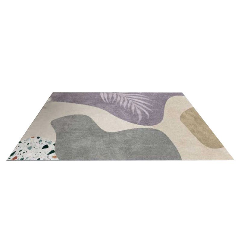 Gray Modern Carpet Polyester Constrast Color Carpet Washable Carpet for Living Room