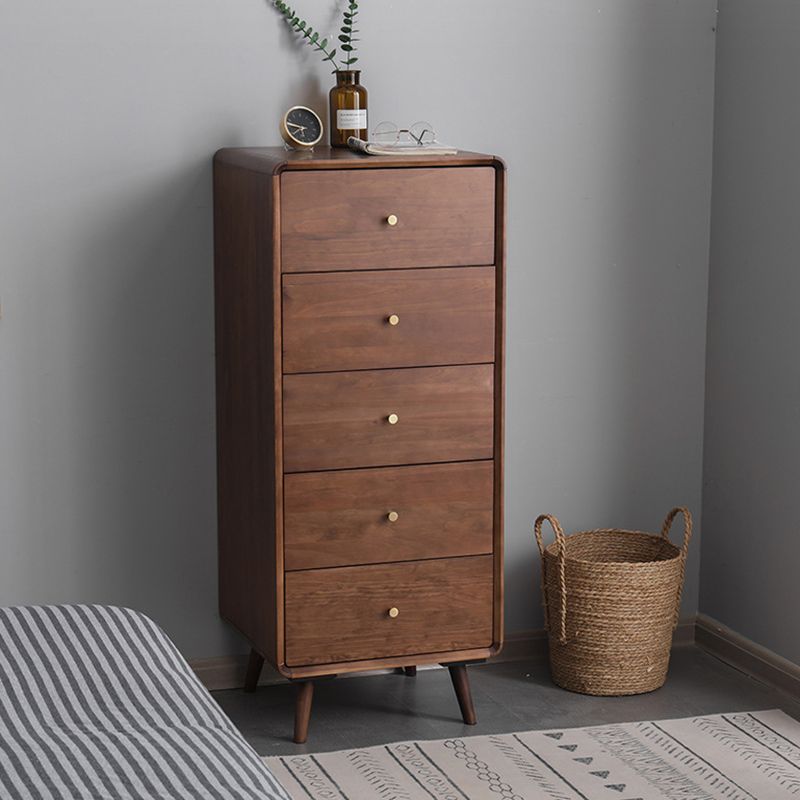 Mid-Century Modern Chest Pine Wood Drawer Knobs Rectangle Accent Chest