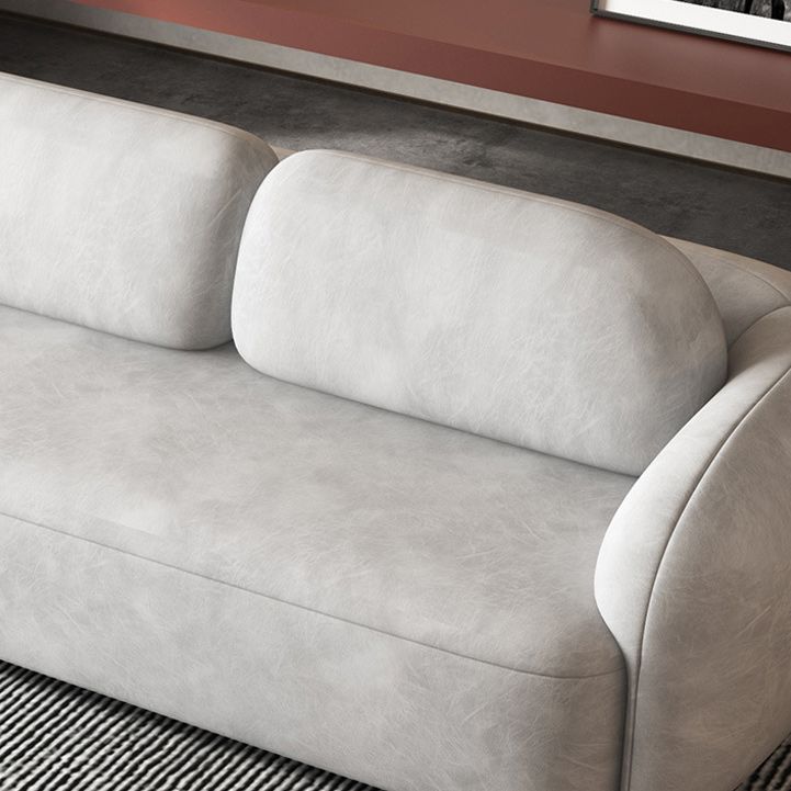 Contemporary Stationary Faux Leather Living Room Seating Tuxedo Arm Cushions Sofa