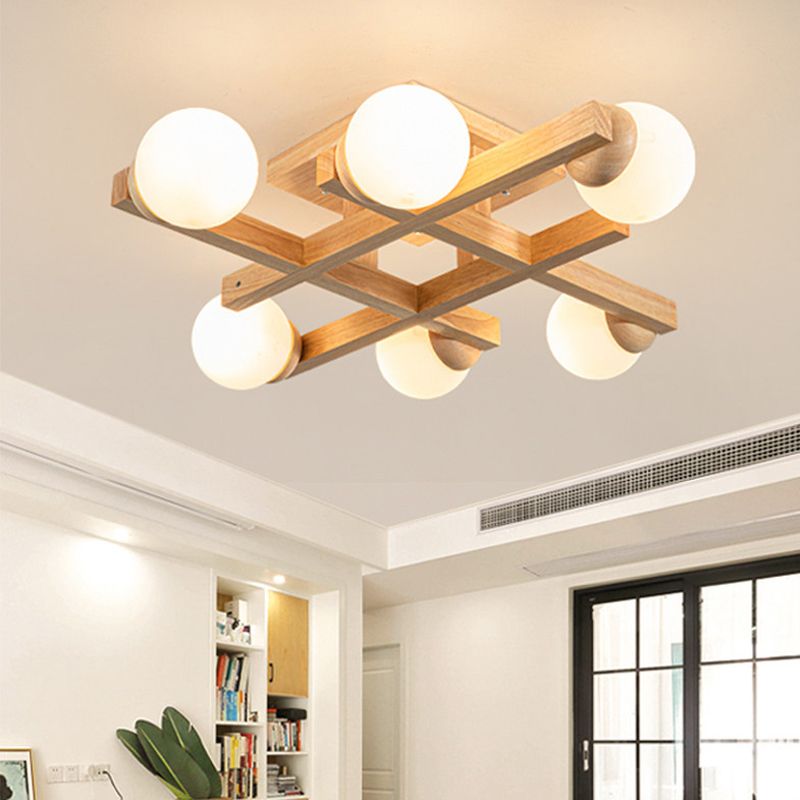Flush Mount Ceiling Light Modern Wood Fixture Flush Mount Lamp for Living Room