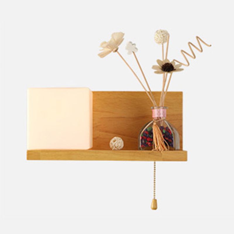 Glass Log Color Wall Lamp in Modern Concise Style Wooden Rectangular Wall Light without Decorations