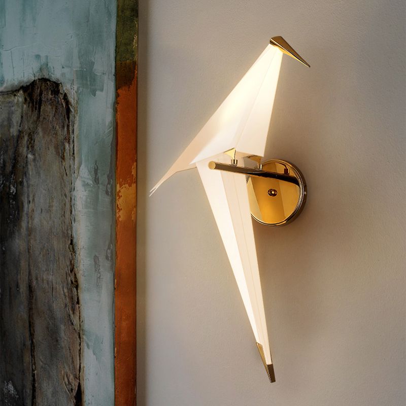 1/2-Light Dining Room Sconce Light Fixture with Birdie Plastic Shade Modernist White Wall Lamp in Warm/White Light