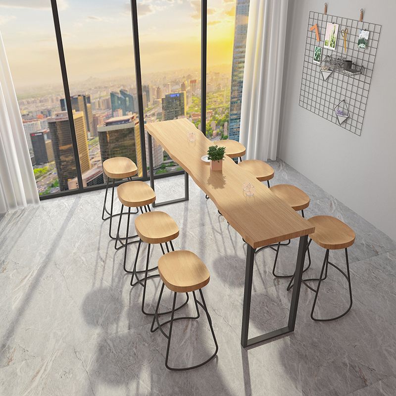 Rectangular Solid Wood Bar Table Set 1/5/9 Pieces Counter Table with Backless Stools