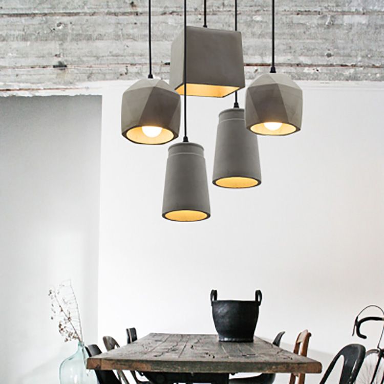 Ciment 1-Light suspendu lampe, éclairage pendentif gris gris minimaliste pour salle à manger du salon