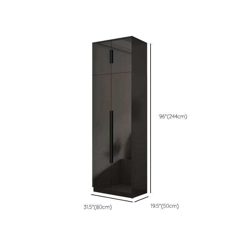 Modern Glass Doors Wardrobe Cabinet Black Bedroom Storage Cabinet
