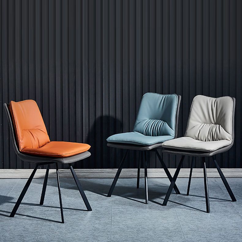 Contemporary Style Dining Chair Armless Side Chair with Metal Legs