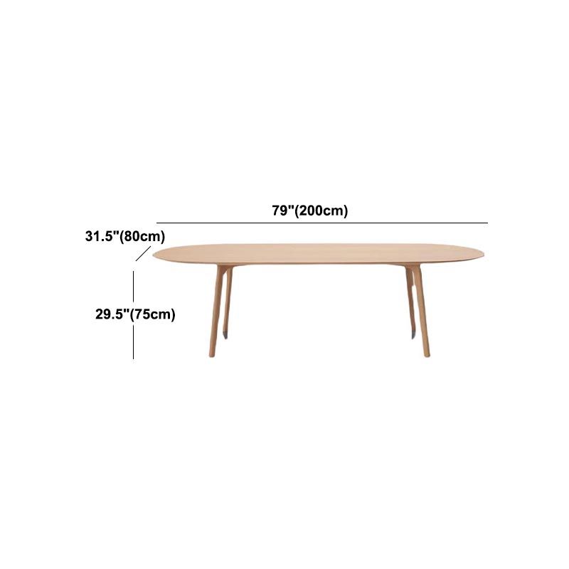 Oval Solid Wood Dining Table Modern Furniture with 4 Legs for Apartment