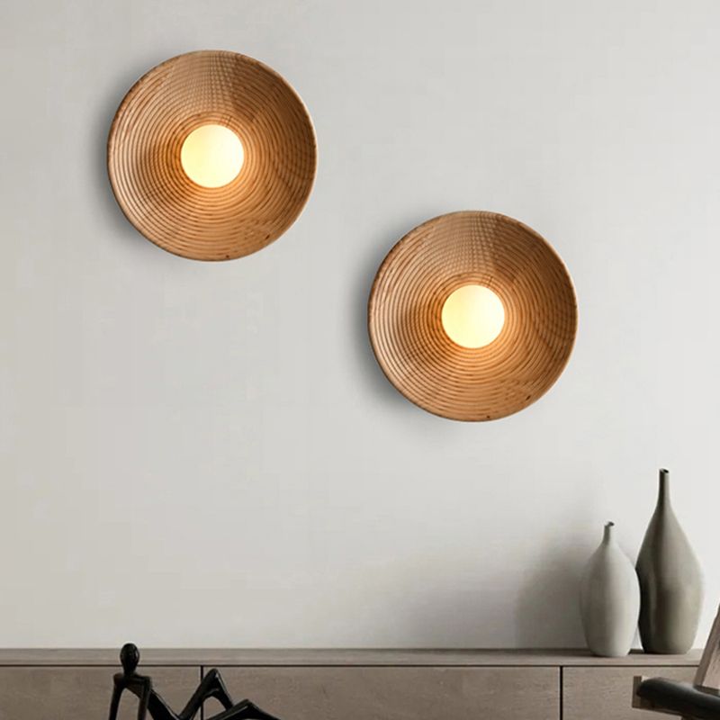 Modern Simple Wooden Wall Light Circle Shape Wall Lamp for Living Room