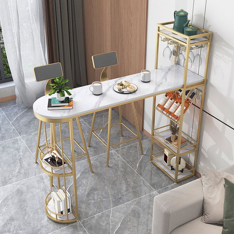 Free Form Bar Set 1/2/3 Pcs Stone and Iron Bar Table with Armless Bar Stools