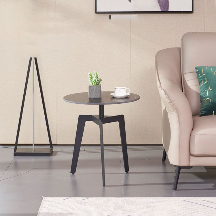 21.65" /23.62" Tall Steel 3 Legs End Table Modern Round Slate Top Side Table