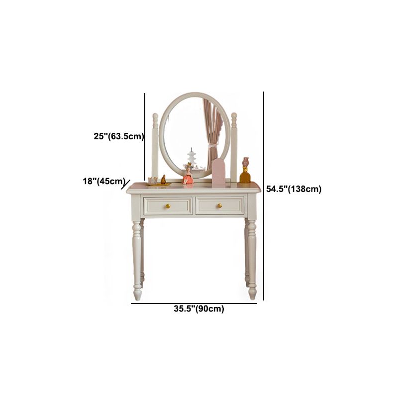 Bright White Ash Vanity Set with Mirror 17.71" Wide Vanity with 2 Drawer
