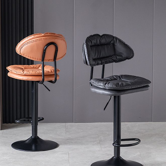Industrial Metal Adjustable Swivel Barstool Patio Bar Stool with Cushion