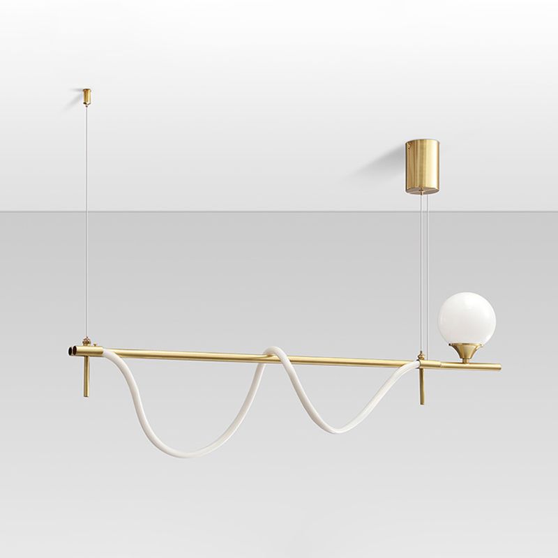 Modern Style Linear Down Lighting Pendant Metal 2 Heads Hanging Pendant Lamp