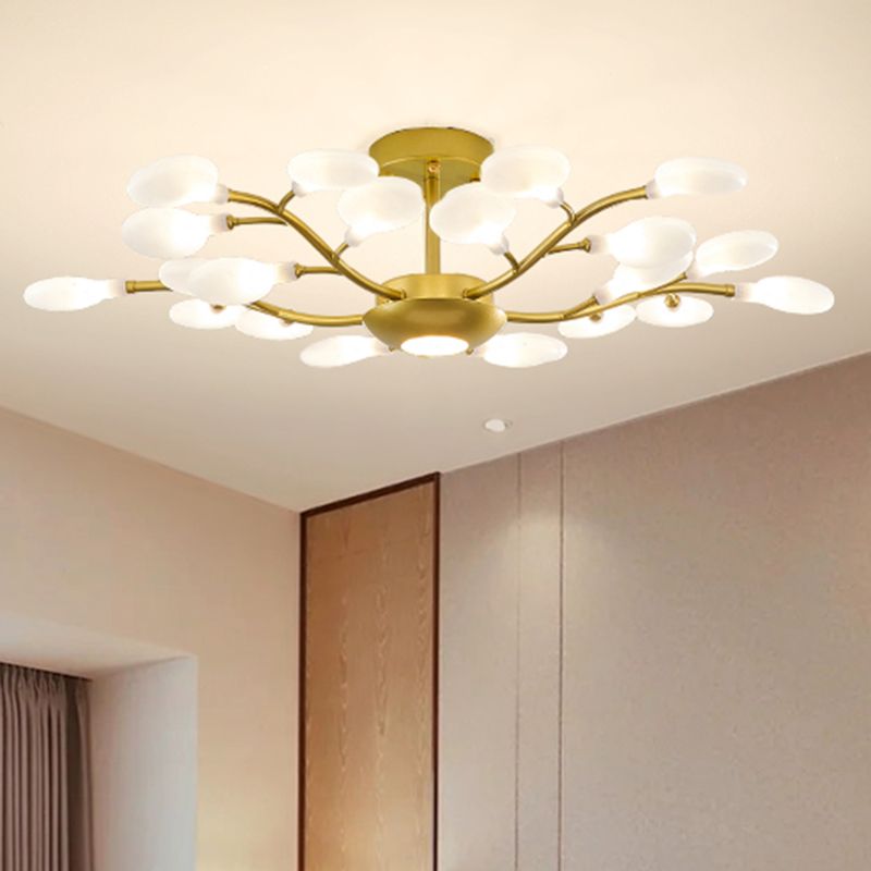 Goldzweig Kronleuchter modernistischer Metall und Acryldecker Kronleuchter für Wohnzimmer