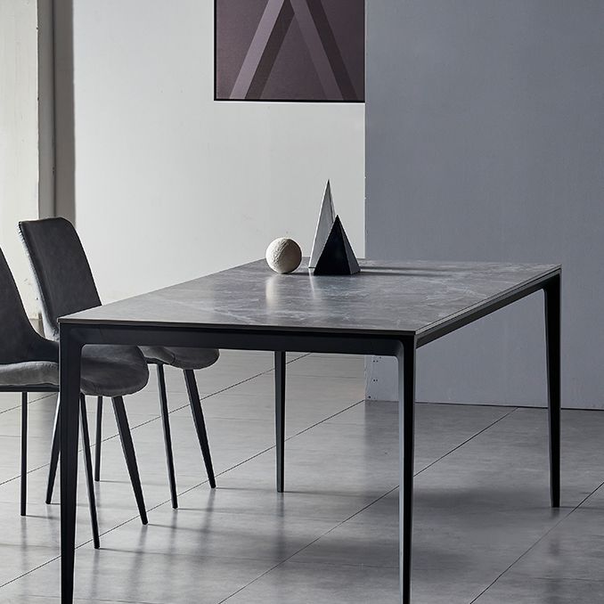 Industrial Style Sintered Stone Dining Table Aviation Aluminum Base Rectangle Table for Home