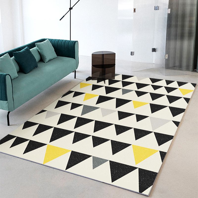 Classic Indoor Rug Geometry Pattern Modern Rug Polyester Stain Resistant Area Carpet for Living Room