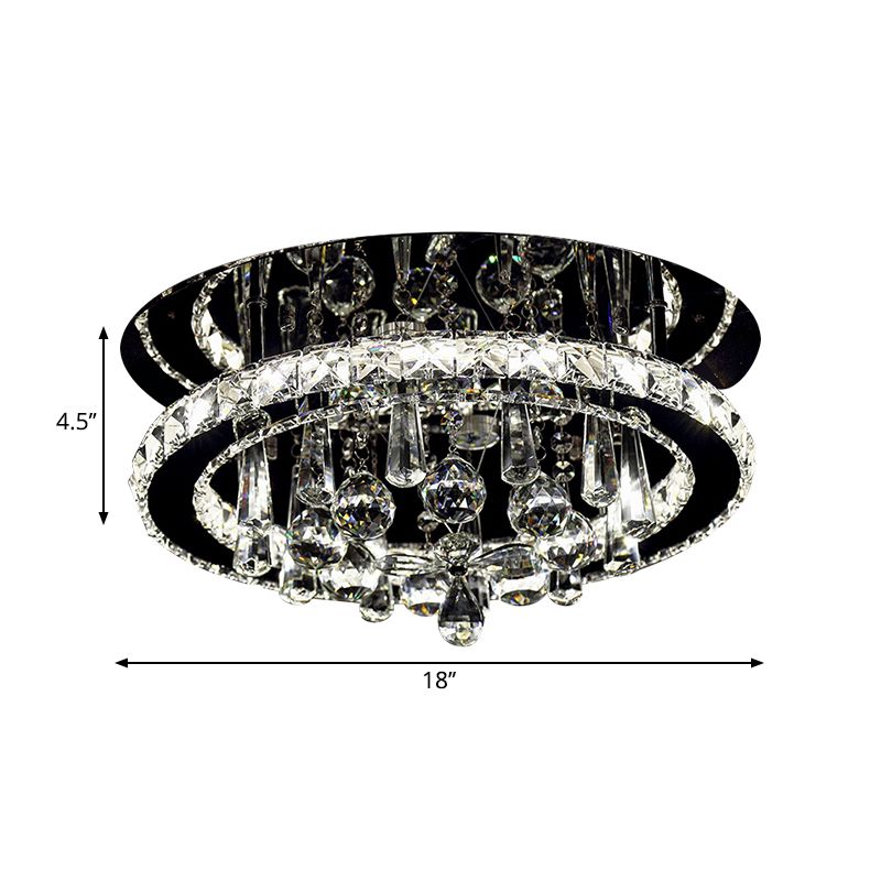 Simplicidad El accesorio de techo de LED redondeo de la sala de estar de cristal cortada a mano, iluminación de semi de montura cromada, cálida/blanca