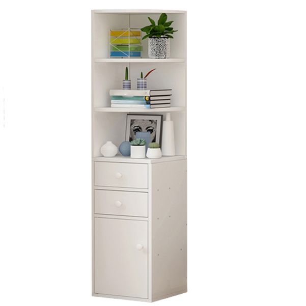 Corner Shelf Bookcase White Bookshelf with Doors for Home Office