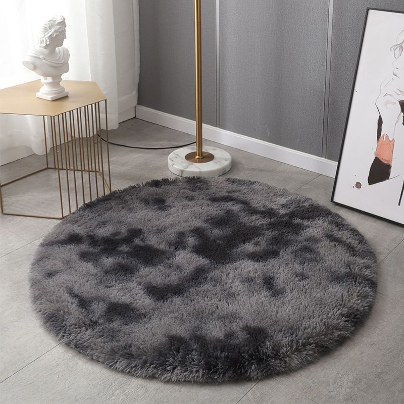 Modern Round Plush Rug Polyester Indoor Rug Stain Resistant Area Carpet for Living Room