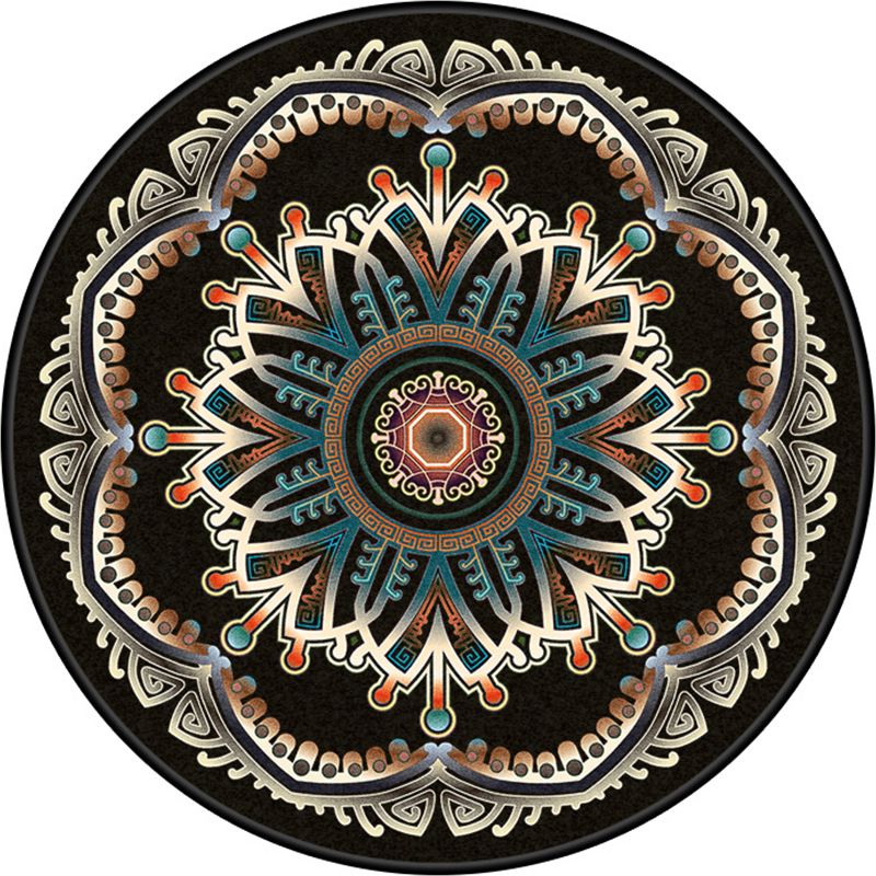 Turkish Style Living Room Rug Multicolor Flower Patterned Carpet Synthetics Pet Friendly Machine Washable Non-Slip Rug