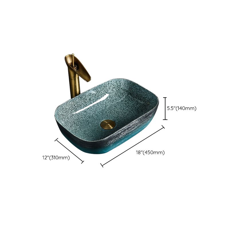 Traditional Vessel Sink Vitreous China Oval with Pop-Up Drain Bathroom Sink