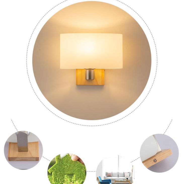 Ultra-modern Cylinder Wall Sconce Lighting Wood Wall Mounted Light Fixture for Living Room