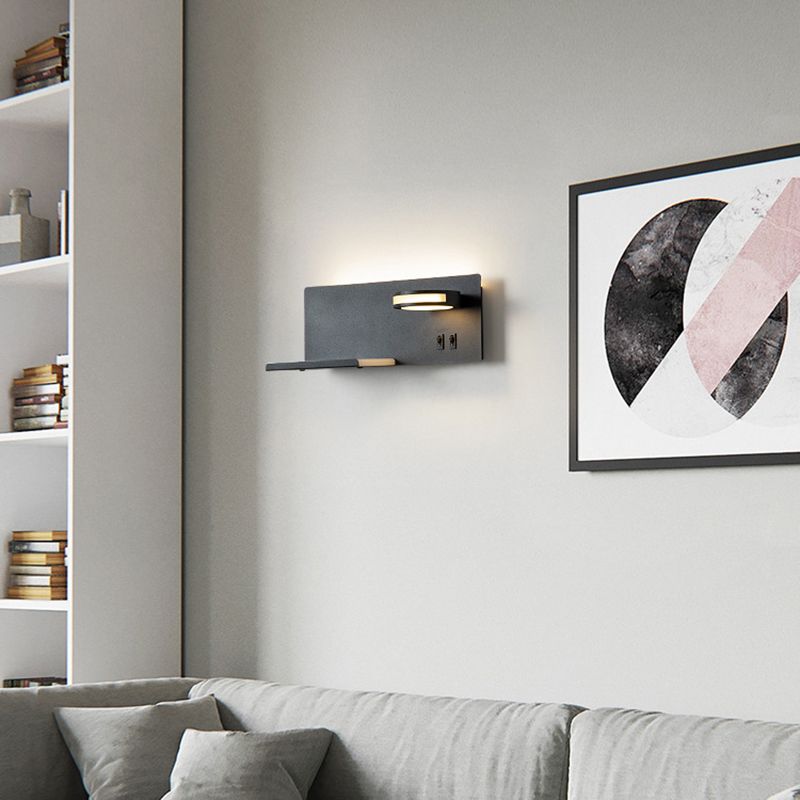 Contemporáneo de 1 luz de pared de pared de pared rectangular de aluminio Luz montada para dormitorio