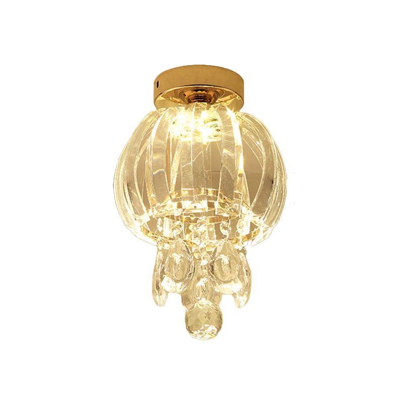Lampe encastrée en cristal transparent en forme de larme, couloir LED minimal, près du plafond, avec abat-jour globe