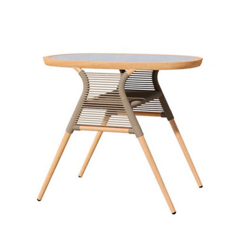 Boho Stone Top Dining Table Set 1/3 Pcs Outdoor Wicker Dining Set