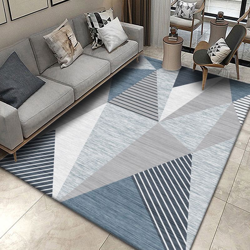 Light Color Geometric Splicing Rug Polyester Carpet Simplicity Washable Indoor Rug for Living Room