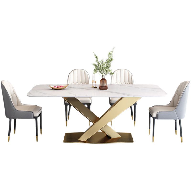 Glam Style Dinner Table Rectangle Stone Dining Room Table for Home