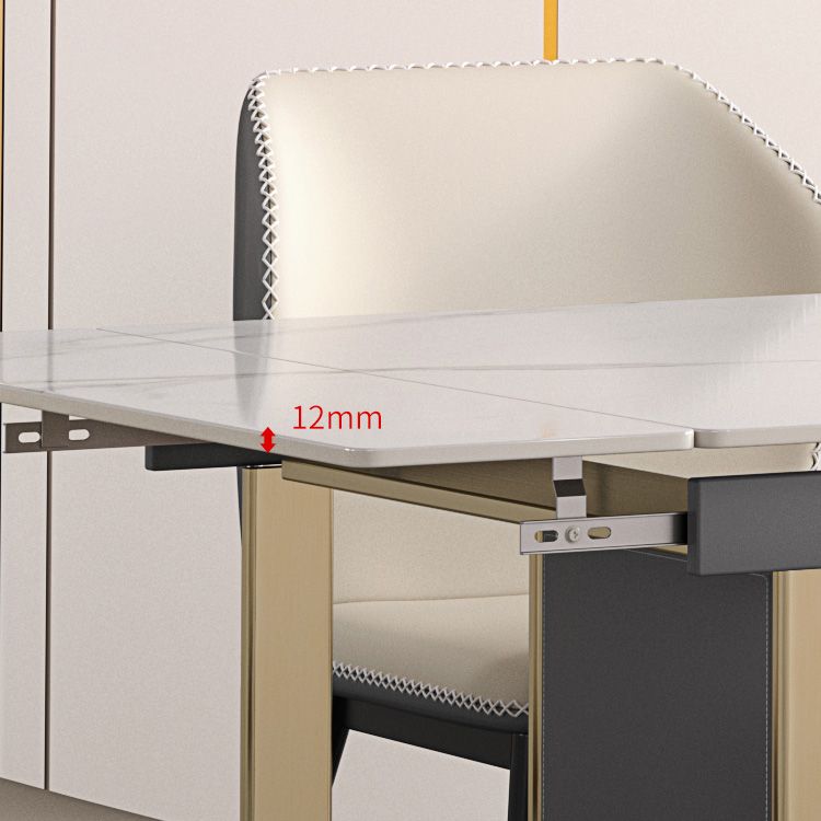 Juego de comedor de piedra sinterizada escandinava con mesa rectangular y juego de comedor de hojas