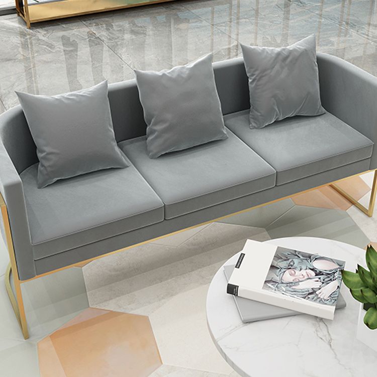 Contemporary 27.55" H Metal Frame Solid Color Velvet Tuxedo Arm Sofa