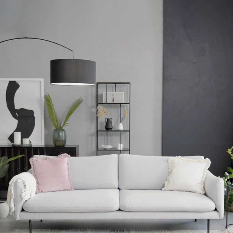 Sofa with 2 Pillows Square Arm Contemporary Sofa with Black Metal Feet