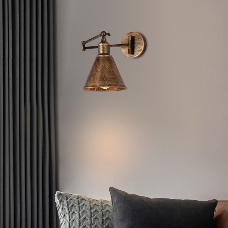 1-Light Wall Sconce Industrial Style Metal Wall Lighting for Bedroom