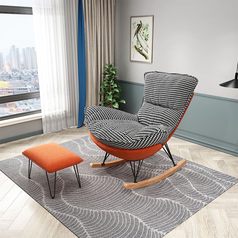 Contemporary Rocking Chair Solid Wood Rocker Chair with Seat Cushion