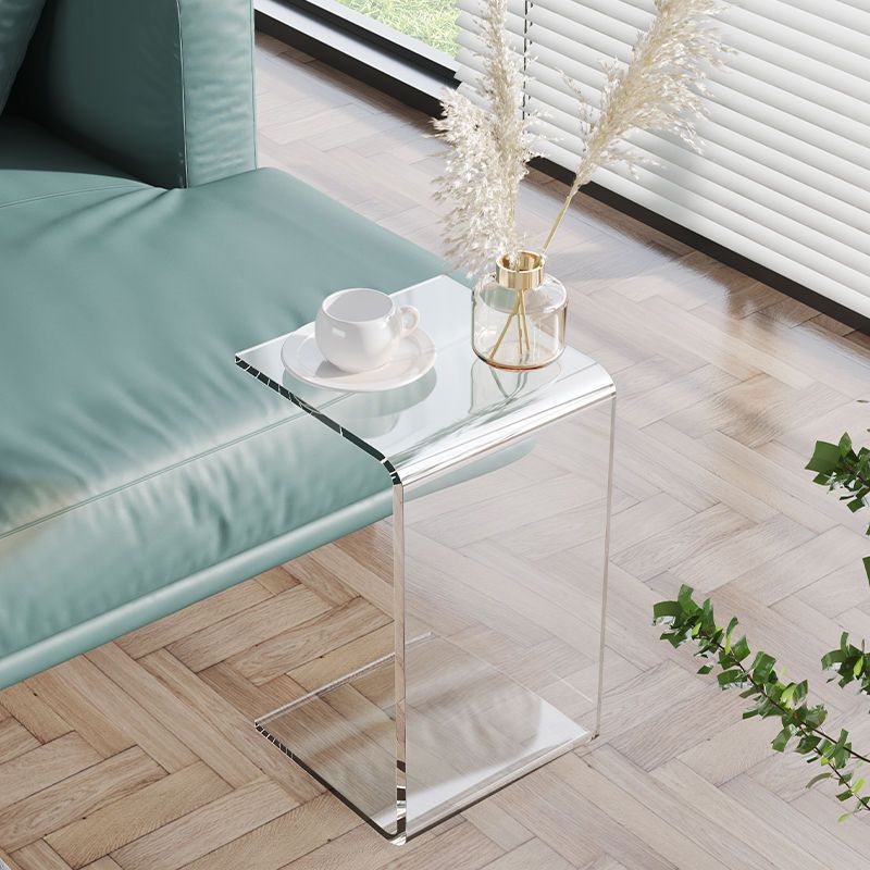 Modernistic Plastic Square Side End Table Modern Sled Sofa Side Accent Table