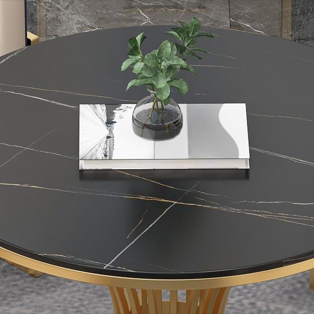 Matte Finish Stone Top Dinette Table for Home Traditional Luxury Round Dining Table