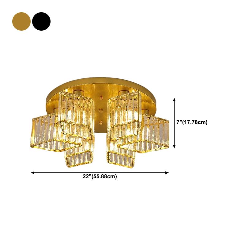 3/4/5/6-Light Golden Flush Mount Lighting Modernism Glass Shaded Ceiling Light