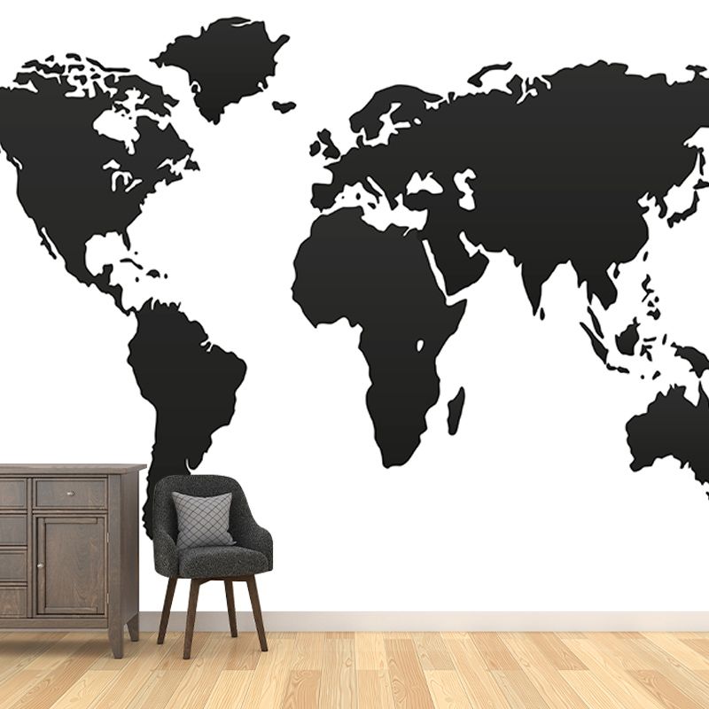 Map Illustration Mural Stain-Resistant Wall Decor for Guest Room, Personalized Size