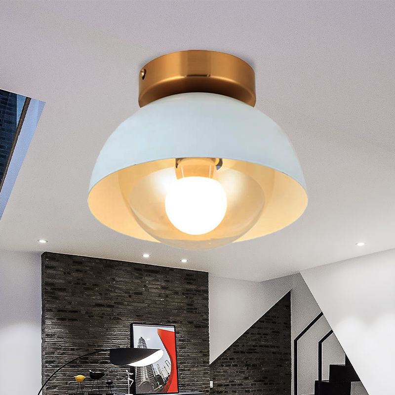 White/Pink/Yellow/Coffee Flush Mount Ceiling Light with Shade Modern Metal and Glass 1 Head Corridor Ceiling Light Fixture
