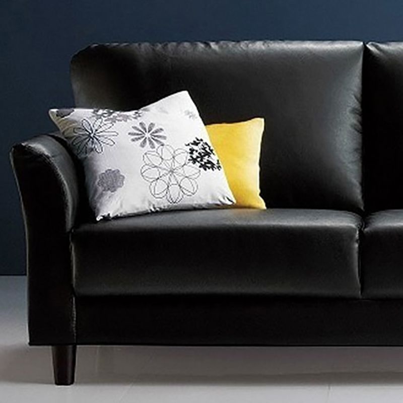 Modern 4 Wood Legs Standard Sofa Faux Leather Flared Arm Sofa