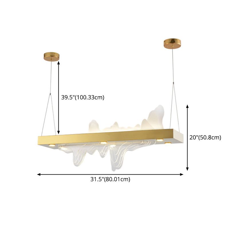 Adjustable 1 Light Island Lights Modern Lighting Chandelier Metal Island Lamps in Gold