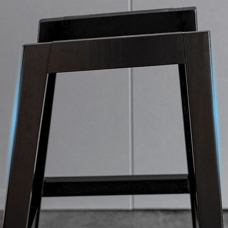 Modern Style Backrest Counter Stool with Wooden Base and Leather Cushion
