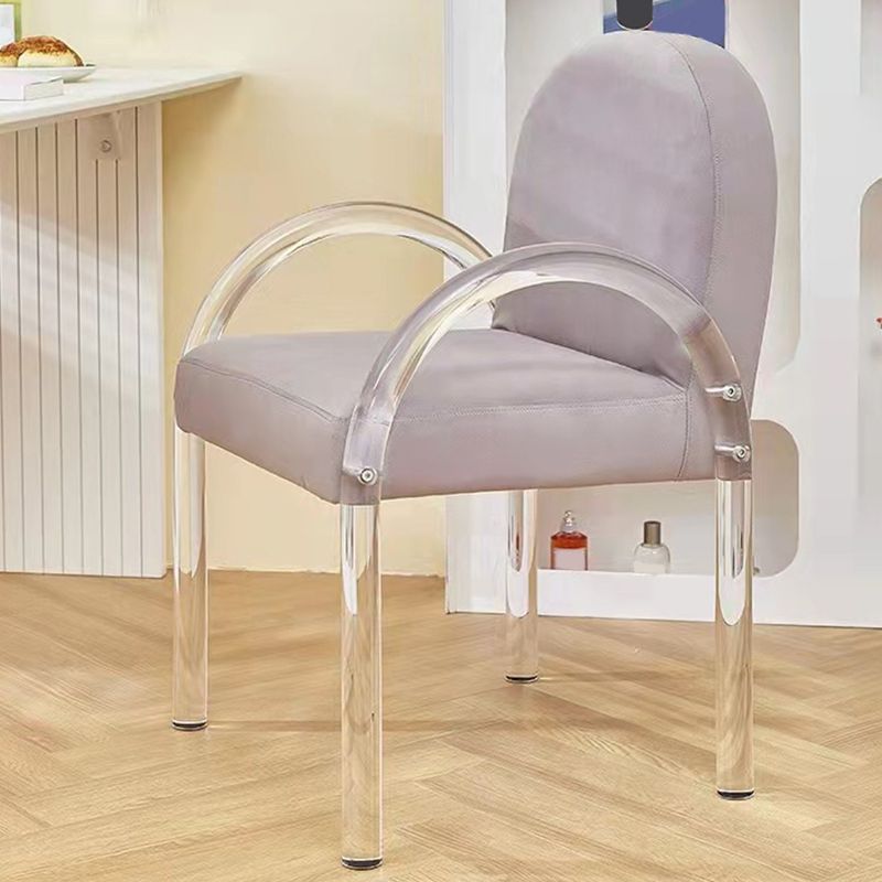 Glam Acrylic Dining Armchair Upholstered Velvet Dining Arm Chair