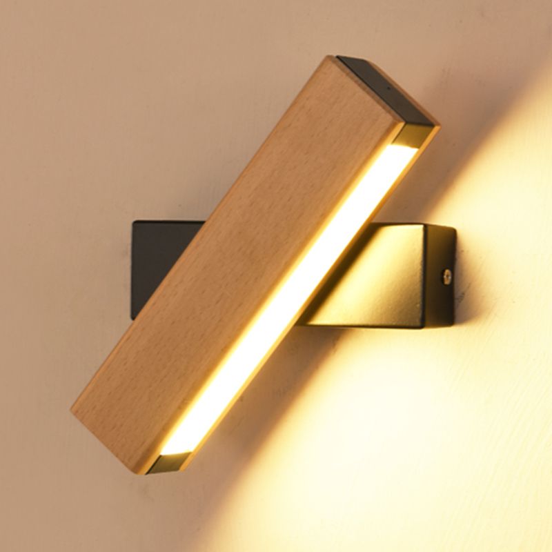 Modern Style Wall Light Strip Shape Wood 1-Light Wall Mount Light