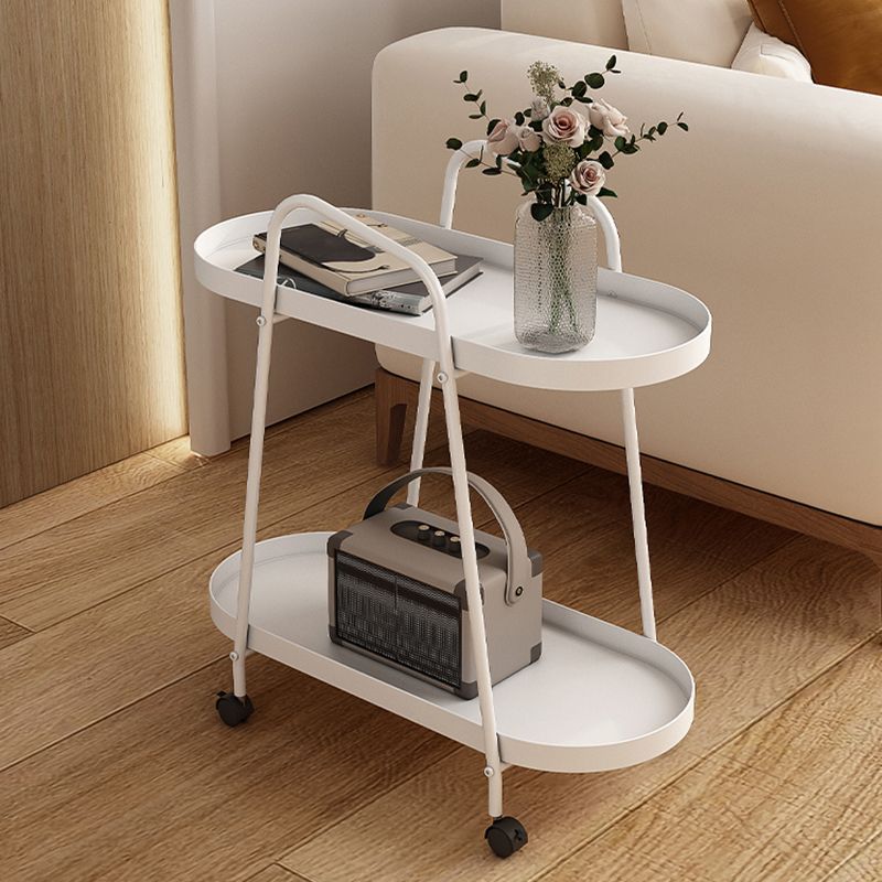 Tray Top Double Tier End Table Oval End Slide Table with Storage