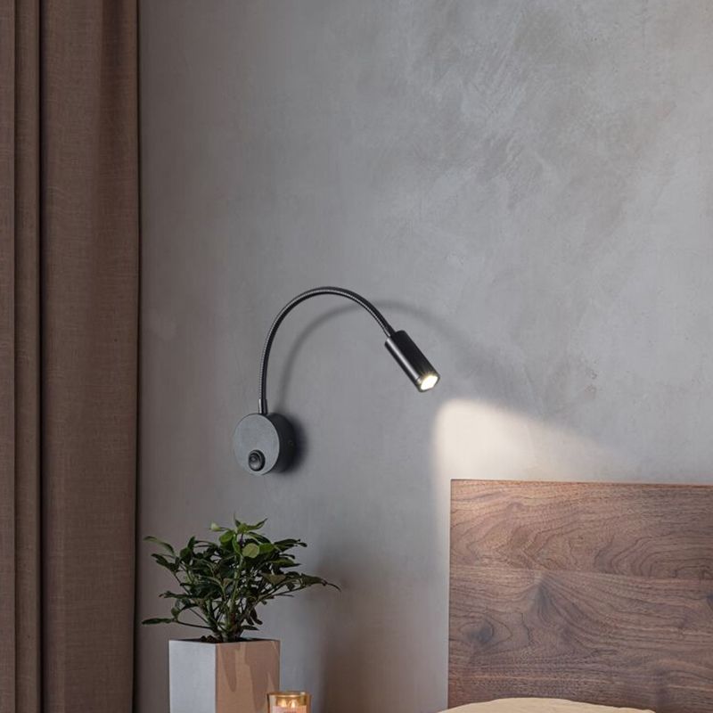 Adjustable LED Wall Fixture in Dark Black Aluminum Wall Reading Lighting